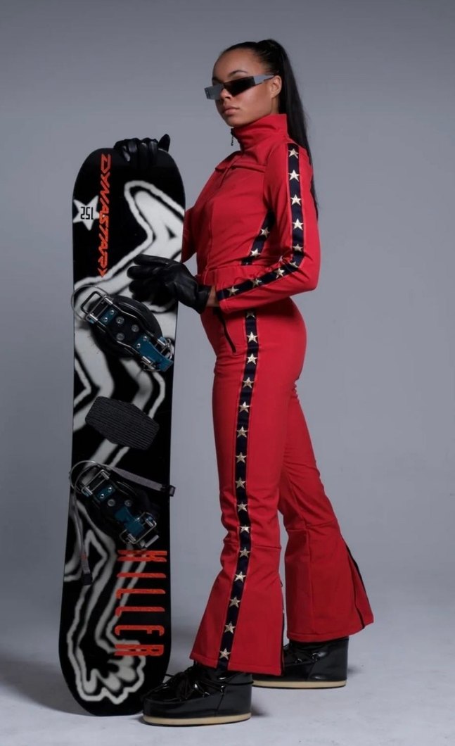 Kemerli Kırmızı Kayak tulumu - Görsel 3