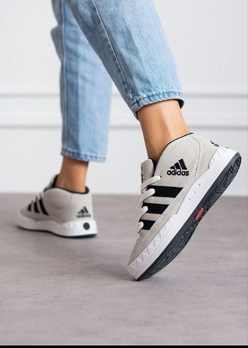 36 Beden Adidas Beyaz Gri Spor Ayakkabı Velcro