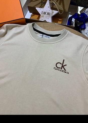 xl Beden ten rengi Renk Beyaz Calvin Klein Erkek Sweatshirt
