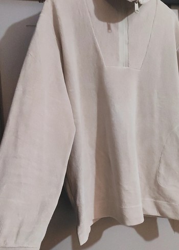 Bej Yüksek Yakalı Kadın Sweatshirt - Görsel 3