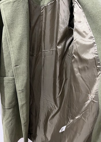 Düğmeli Haki Midi Kadın Kaban - Görsel 5