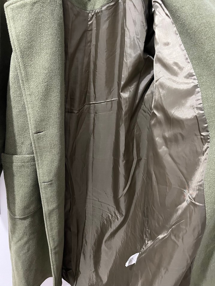 Düğmeli Haki Midi Kadın Kaban - Görsel 5