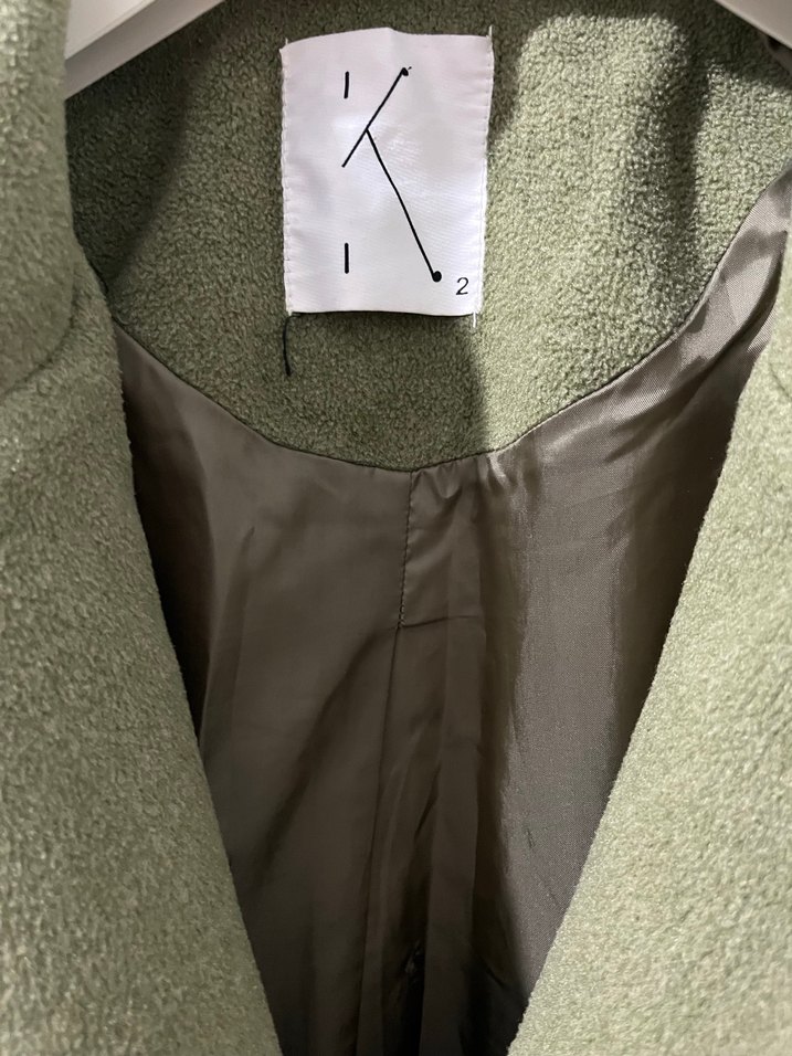 Düğmeli Haki Midi Kadın Kaban - Görsel 2