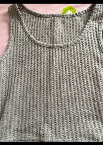 Kadın  Gri Örgü Kolsuz Atlet - Görsel 2