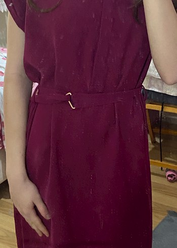 Bordo Midi Boy Salaş Kadın Elbise - Görsel 4