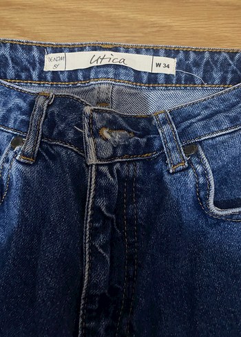 Kadın Mavi Normal Kesim Midi Denim Pantolon - Görsel 2