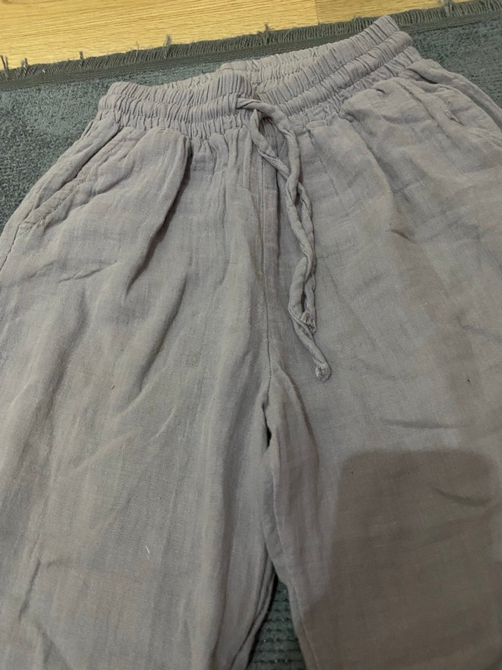 Gri Keten Rahat Kesim Kadın Pantolon - Görsel 2