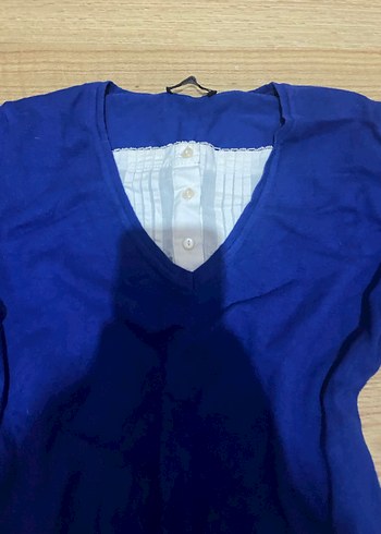 Kadın Lacivert V Yaka Pamuklu Hırka - Görsel 2