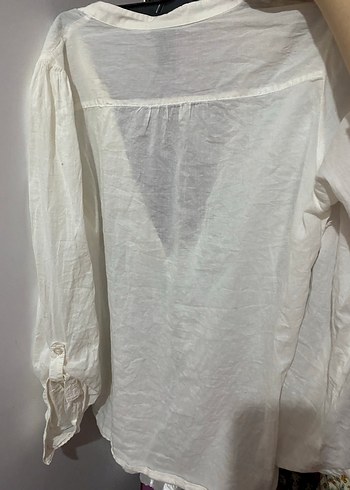 Beyaz Keten V Yakalı Bohem Gömlek - Görsel 5