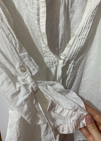 Beyaz Keten V Yakalı Bohem Gömlek - Görsel 3
