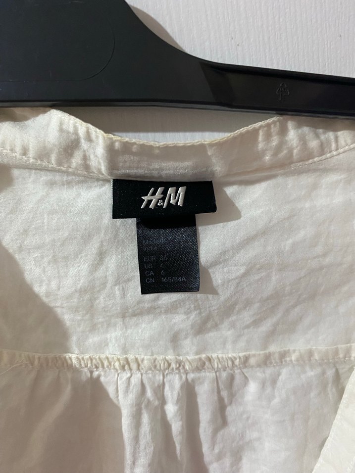 Beyaz Keten V Yakalı Bohem Gömlek - Görsel 2