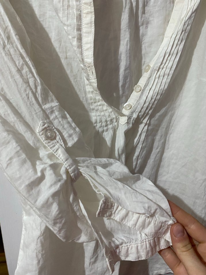 Beyaz Keten V Yakalı Bohem Gömlek - Görsel 3