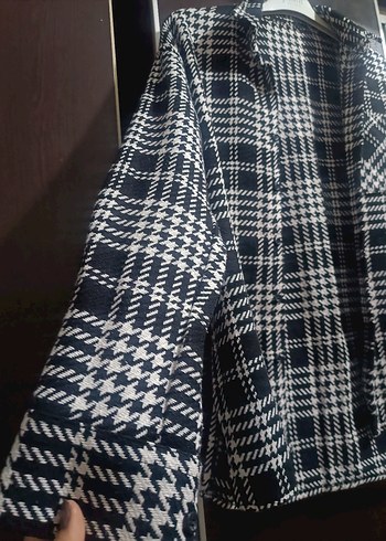 Düğmeli Gri Ekose Kadın Gömlek - Görsel 2