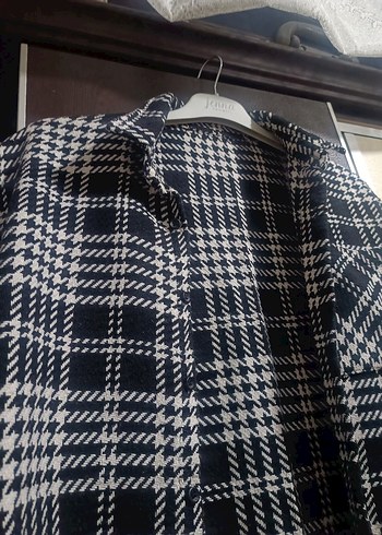 Düğmeli Gri Ekose Kadın Gömlek - Görsel 3