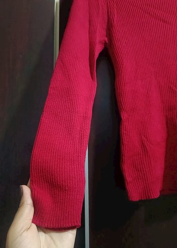 Kırmızı Kadın Balıkçı Yaka Triko Kazak - Görsel 2