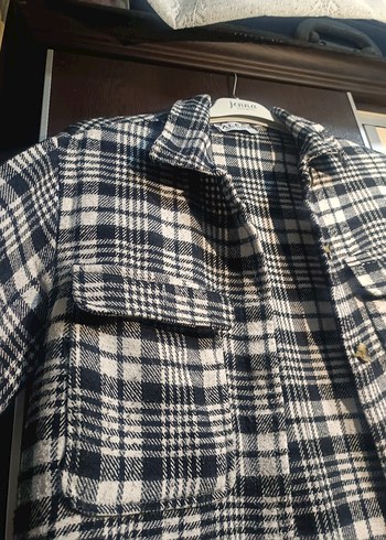 Gri Ekoseli Düğmeli Kadın Gömlek - Görsel 2