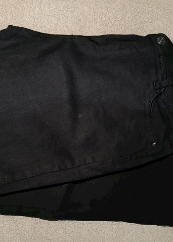 Kadın Siyah Midi Denim Kumaş Pantolon - Görsel 2