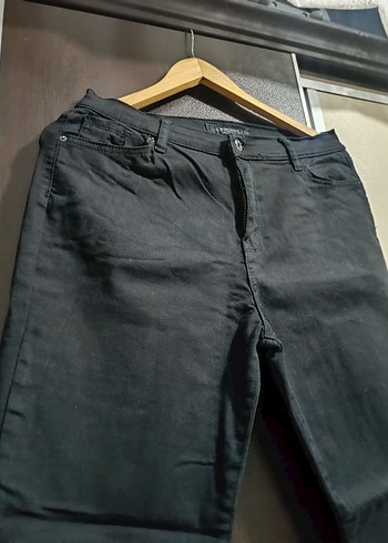 Kadın Siyah Midi Denim Kumaş Pantolon - Görsel 3