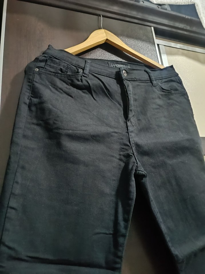 Kadın Siyah Midi Denim Kumaş Pantolon - Görsel 3