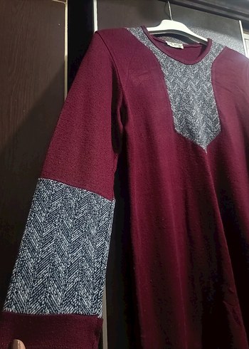 Bordo Uzun Kollu V Yaka Kadın Tunik - Görsel 2