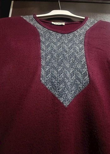 Bordo Uzun Kollu V Yaka Kadın Tunik - Görsel 3