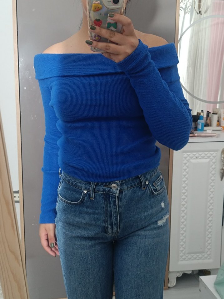 Mavi Triko Kadın Kazak - Görsel 2