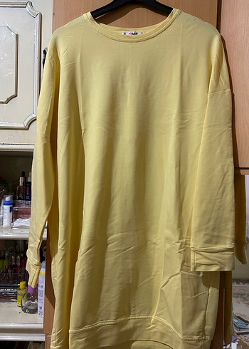 Sarı Kadın Uzun Kollu Salaş Sweatshirt