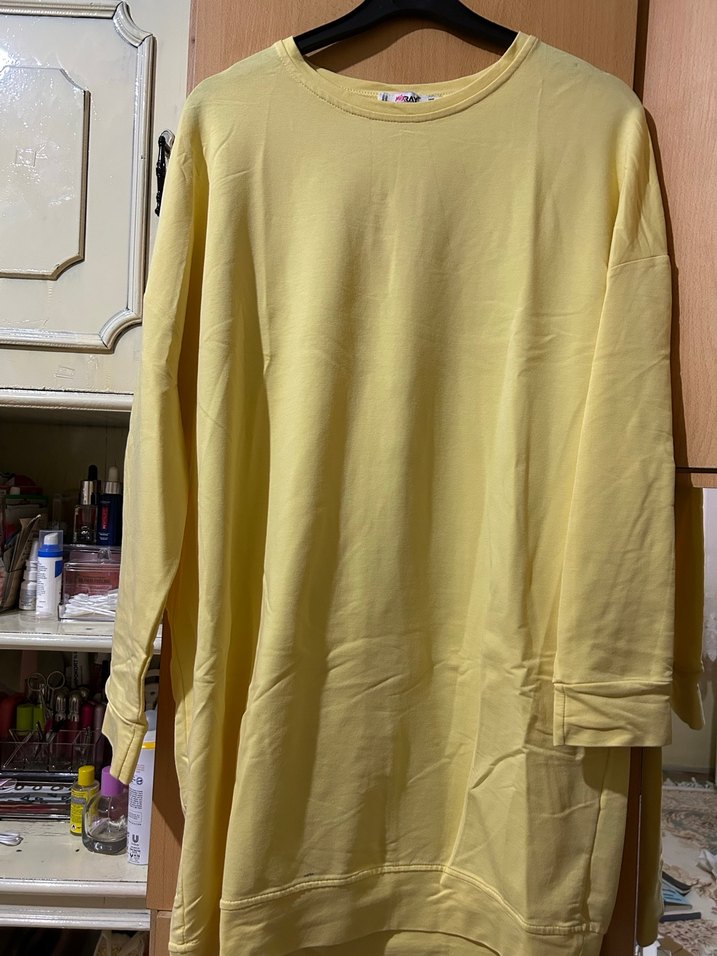 Sarı Kadın Uzun Kollu Salaş Sweatshirt - Görsel 2