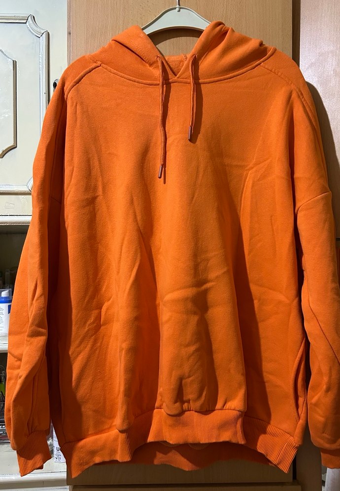 Turuncu Kapüşonlu Oversize Sweatshirt - Görsel 3