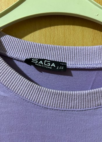 Mor Uzun Kollu Salaş Keten Sweatshirt - Görsel 4