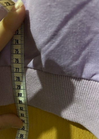 Mor Uzun Kollu Salaş Keten Sweatshirt - Görsel 5