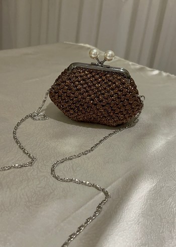 Kahverengi Boncuklu Vintage Kadın Portföy Çanta - Görsel 4