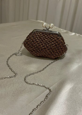 Kahverengi Boncuklu Vintage Kadın Portföy Çanta - Görsel 5