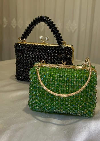 İşlemeli Boncuklu Yeşil Kadın Çanta - Görsel 4