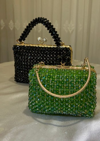 İşlemeli Boncuklu Yeşil Kadın Çanta - Görsel 2