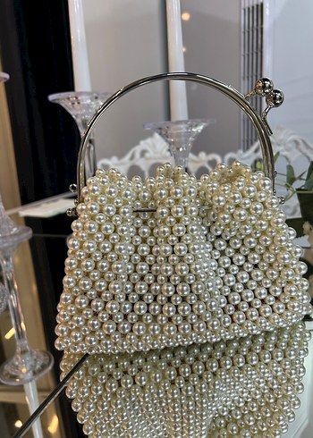 İnci İşlemeli Bohem Örgü Kadın Çanta - Görsel 3