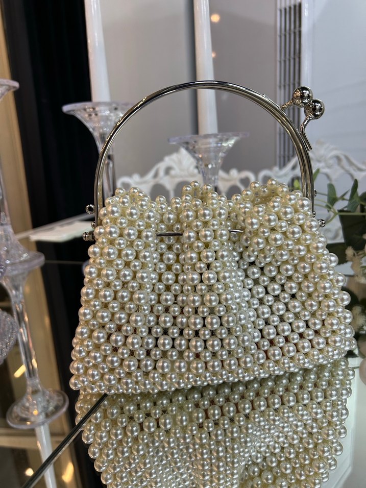 İnci İşlemeli Bohem Örgü Kadın Çanta - Görsel 3