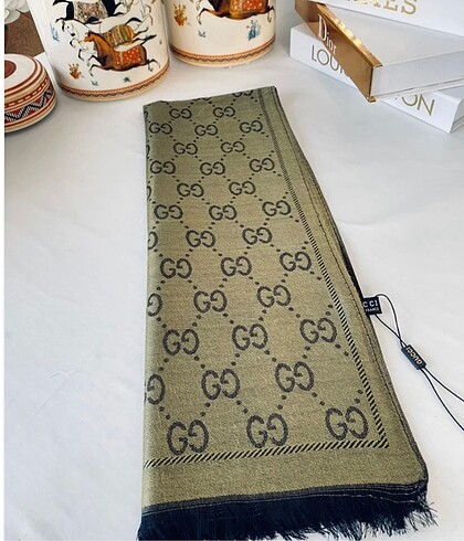 Gucci pamuk yün ipek şal-Haki