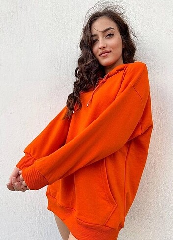universal Beden turuncu Renk Oversize Salaş Basic Sweatshirt 