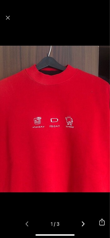 l Beden Koton kırmızı sweatshirt