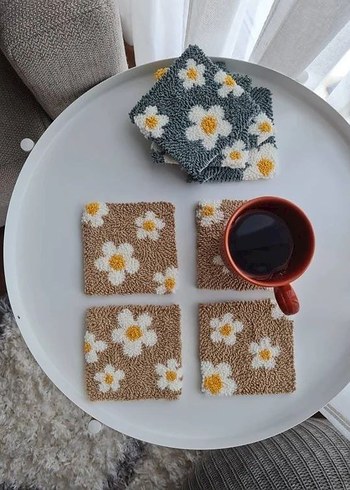 Bohem Papatya Desenli El Yapımı Bardak Altlığı