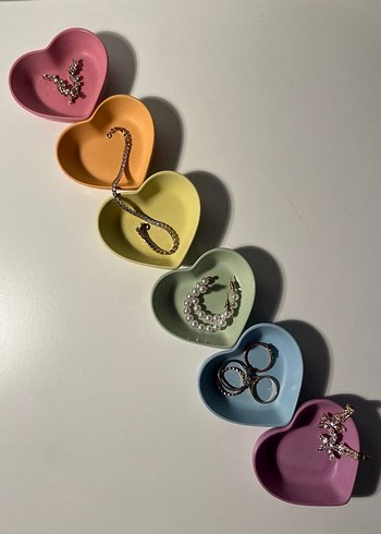 Pastel Renkli Kalp Şeklinde Tabak Seti - Görsel 2