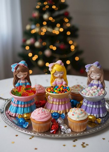 Pastel Renkli Kız Figürlü Şekerlik - Görsel 2