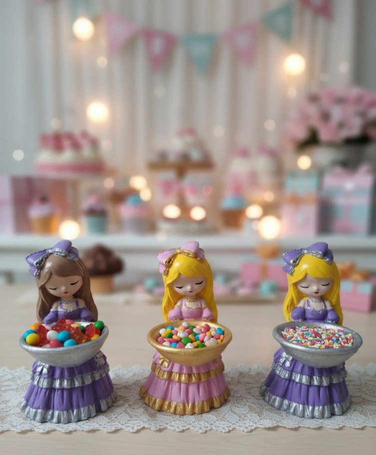 Pastel Renkli Kız Figürlü Şekerlik - Görsel 5