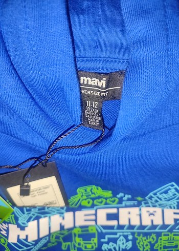 Minecraft Baskılı Mavi Kapüşonlu Sweatshirt - Görsel 7