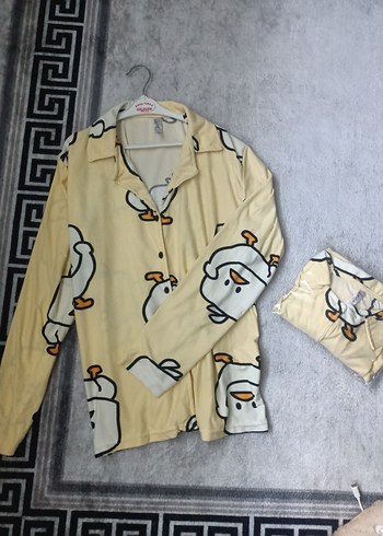 Desenli Düğmeli  Ev Giyimi / Pijama Üstü - Görsel 4