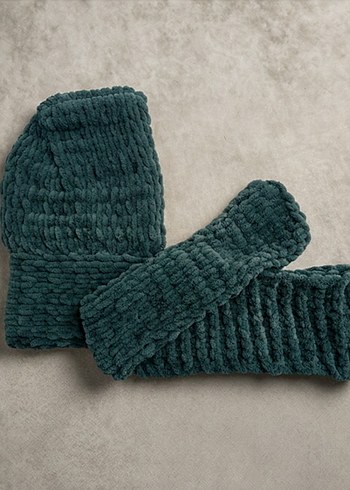 Alize Puffy Örgü Gri Kadın Atkı - Görsel 2