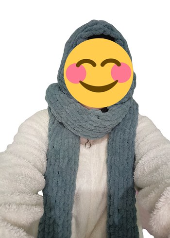 Alize Puffy Örgü Gri Kadın Atkı - Görsel 7