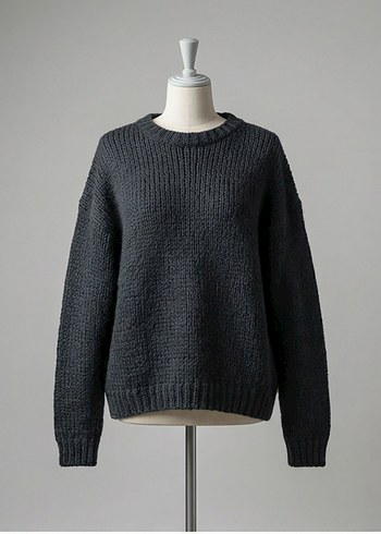 Gri Kadın Bisiklet Yaka Örgü Kazak - Görsel 4