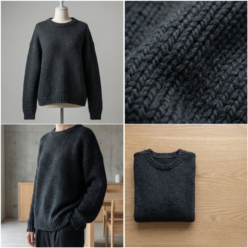 Gri Kadın Bisiklet Yaka Örgü Kazak - Görsel 2